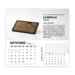 Calendrier chevalet intégral (15x18 cm) personnalisé - Inventions Françaises