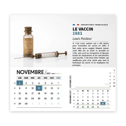Calendrier chevalet intégral (15x18 cm) personnalisé - Inventions Françaises