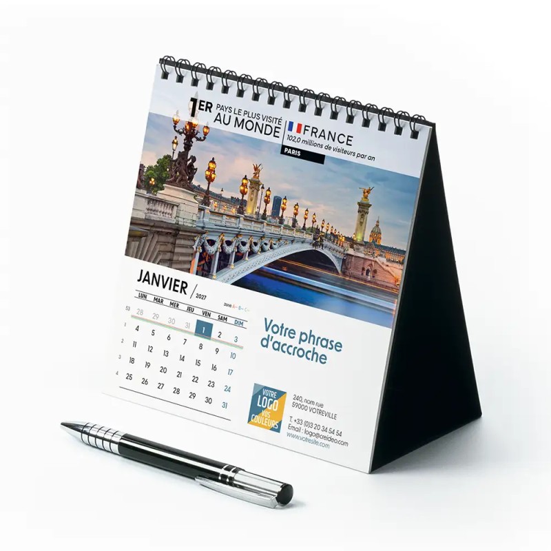 Calendrier chevalet carré (15x15 cm) personnalisé - Visiteur