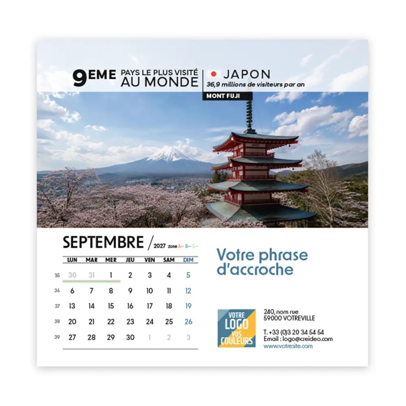 Calendrier chevalet carré (15x15 cm) personnalisé - Visiteur