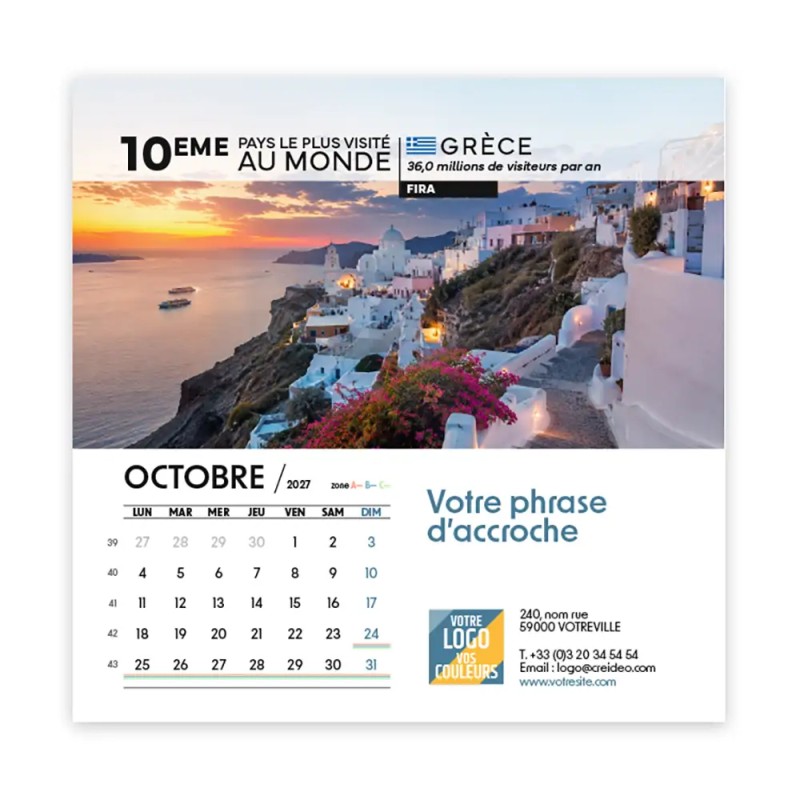 Calendrier chevalet carré (15x15 cm) personnalisé - Visiteur