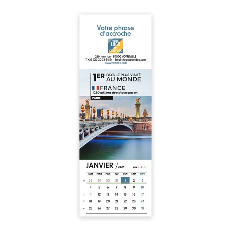 Calendrier chevalet vertical (21x7,5 cm) personnalisé - Visiteur