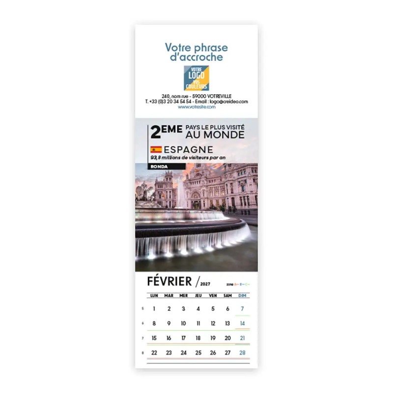 Calendrier chevalet vertical (21x7,5 cm) personnalisé - Visiteur