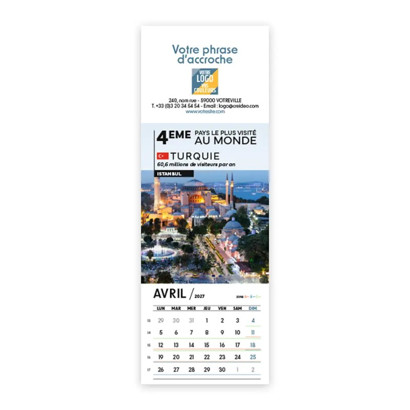 Calendrier chevalet vertical (21x7,5 cm) personnalisé - Visiteur
