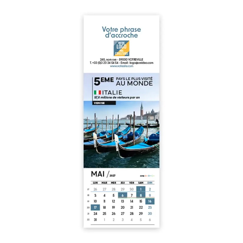 Calendrier chevalet vertical (21x7,5 cm) personnalisé - Visiteur