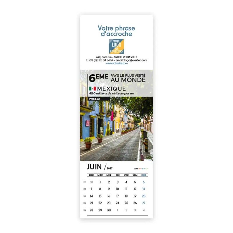 Calendrier chevalet vertical (21x7,5 cm) personnalisé - Visiteur