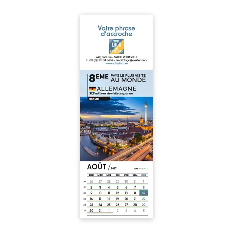 Calendrier chevalet vertical (21x7,5 cm) personnalisé - Visiteur