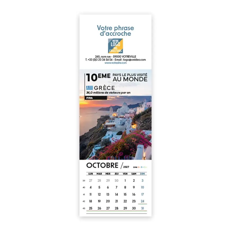 Calendrier chevalet vertical (21x7,5 cm) personnalisé - Visiteur