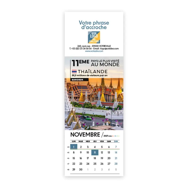 Calendrier chevalet vertical (21x7,5 cm) personnalisé - Visiteur
