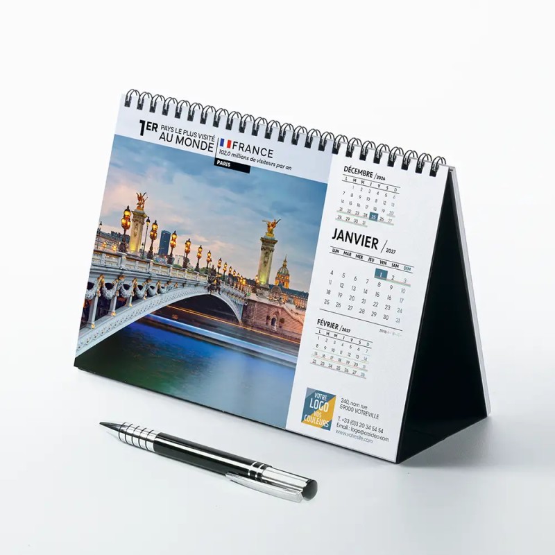 Calendrier chevalet A5 (21x15 cm) personnalisé - Visiteur