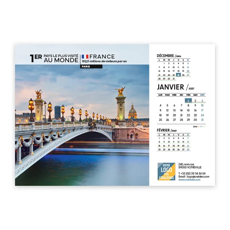 Calendrier chevalet A5 (21x15 cm) personnalisé - Visiteur