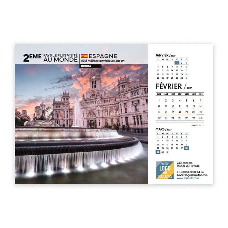 Calendrier chevalet A5 (21x15 cm) personnalisé - Visiteur