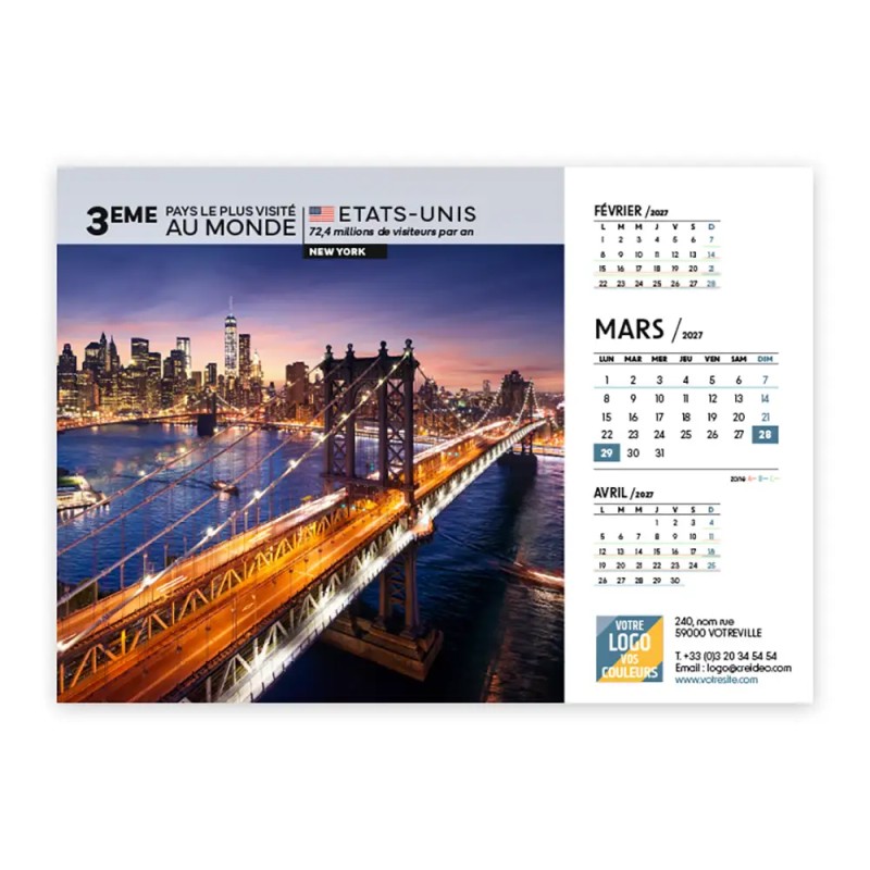 Calendrier chevalet A5 (21x15 cm) personnalisé - Visiteur