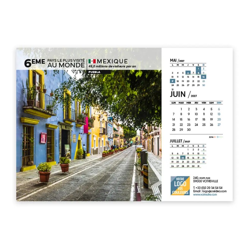 Calendrier chevalet A5 (21x15 cm) personnalisé - Visiteur