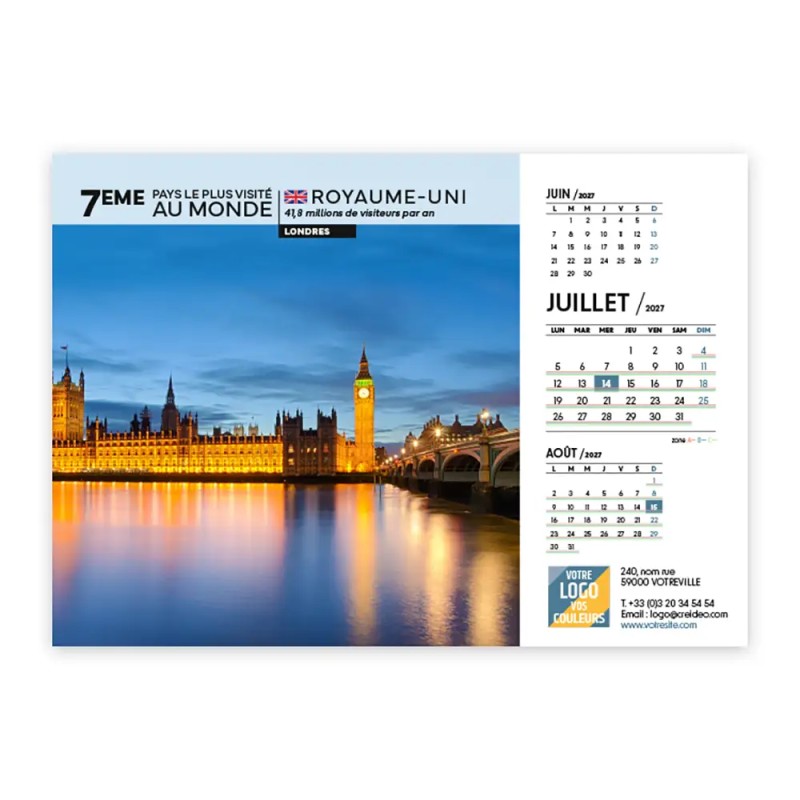 Calendrier chevalet A5 (21x15 cm) personnalisé - Visiteur