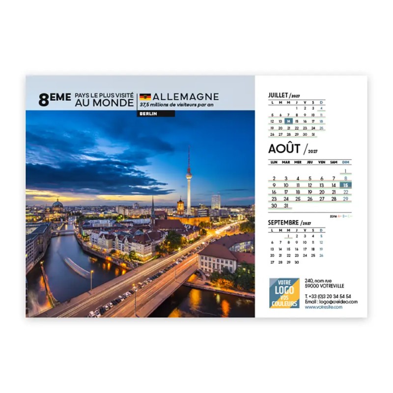Calendrier chevalet A5 (21x15 cm) personnalisé - Visiteur