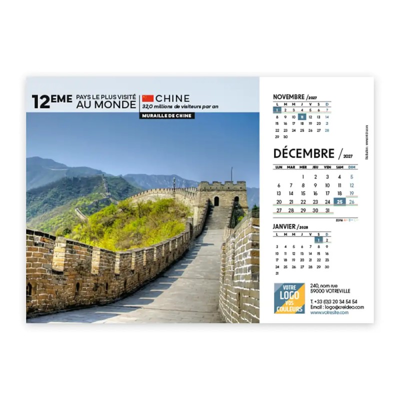 Calendrier chevalet A5 (21x15 cm) personnalisé - Visiteur
