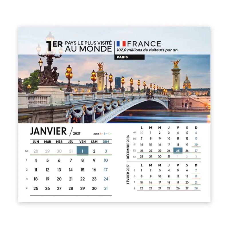 Calendrier chevalet intégral (15x18 cm) personnalisé - Visiteur