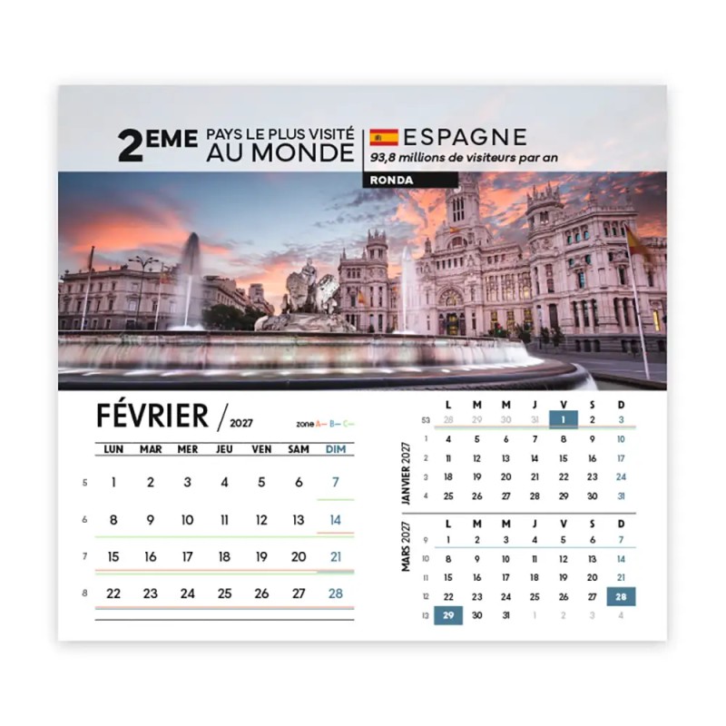 Calendrier chevalet intégral (15x18 cm) personnalisé - Visiteur