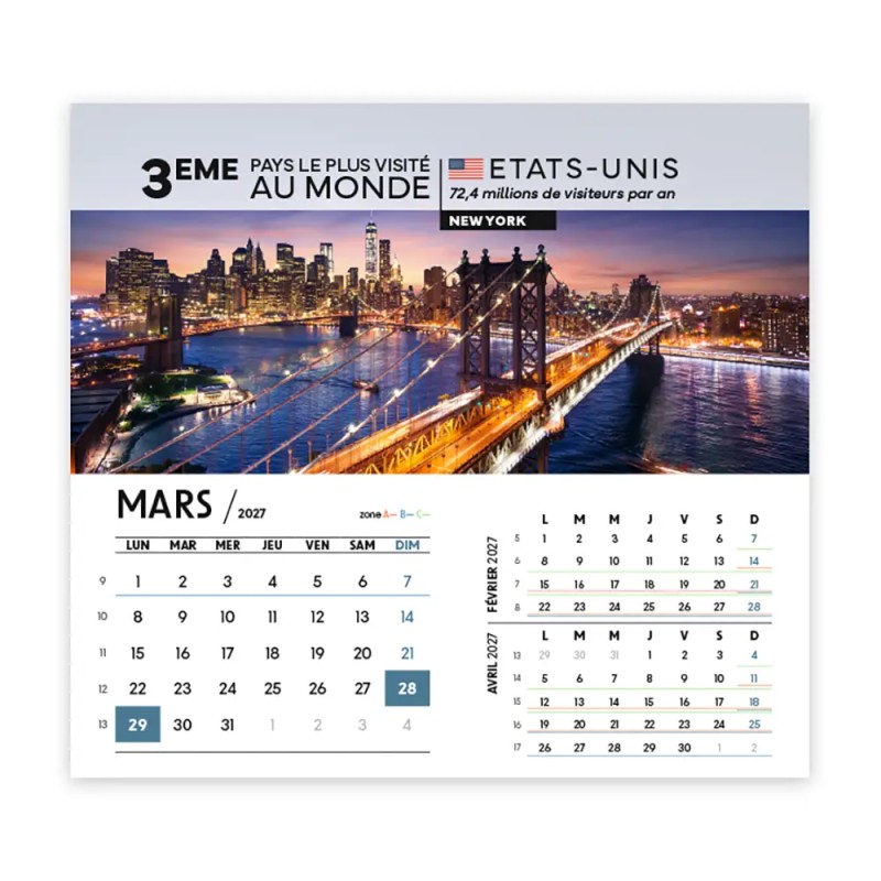 Calendrier chevalet intégral (15x18 cm) personnalisé - Visiteur