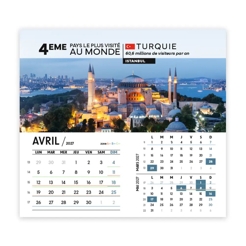 Calendrier chevalet intégral (15x18 cm) personnalisé - Visiteur