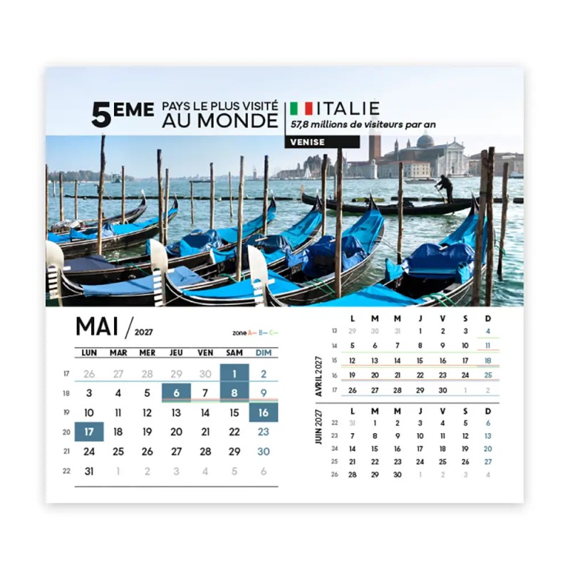 Calendrier chevalet intégral (15x18 cm) personnalisé - Visiteur
