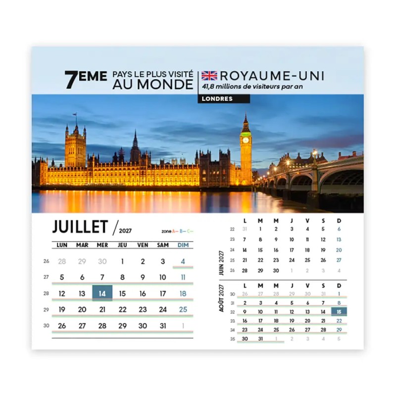 Calendrier chevalet intégral (15x18 cm) personnalisé - Visiteur