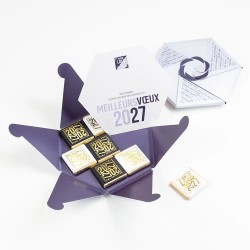 Carte de vœux personnalisée avec chocolats - Pétales Multi