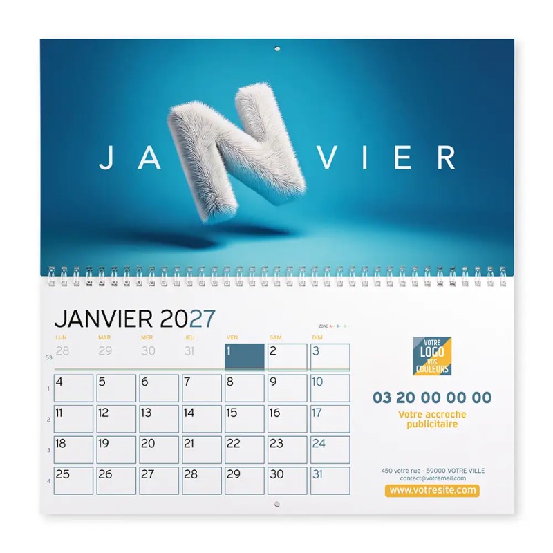 Calendrier mural (33x32 cm) personnalisé - Typomix