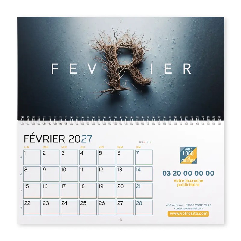 Calendrier mural (33x32 cm) personnalisé - Typomix