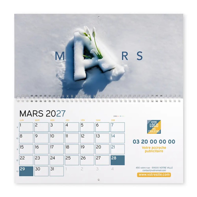 Calendrier mural (33x32 cm) personnalisé - Typomix