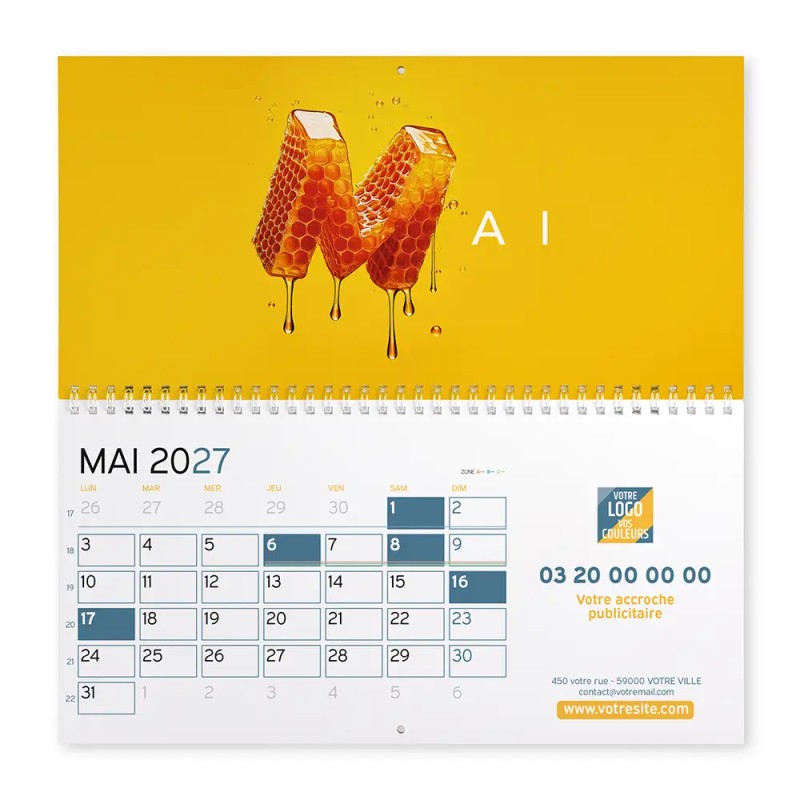 Calendrier mural (33x32 cm) personnalisé - Typomix