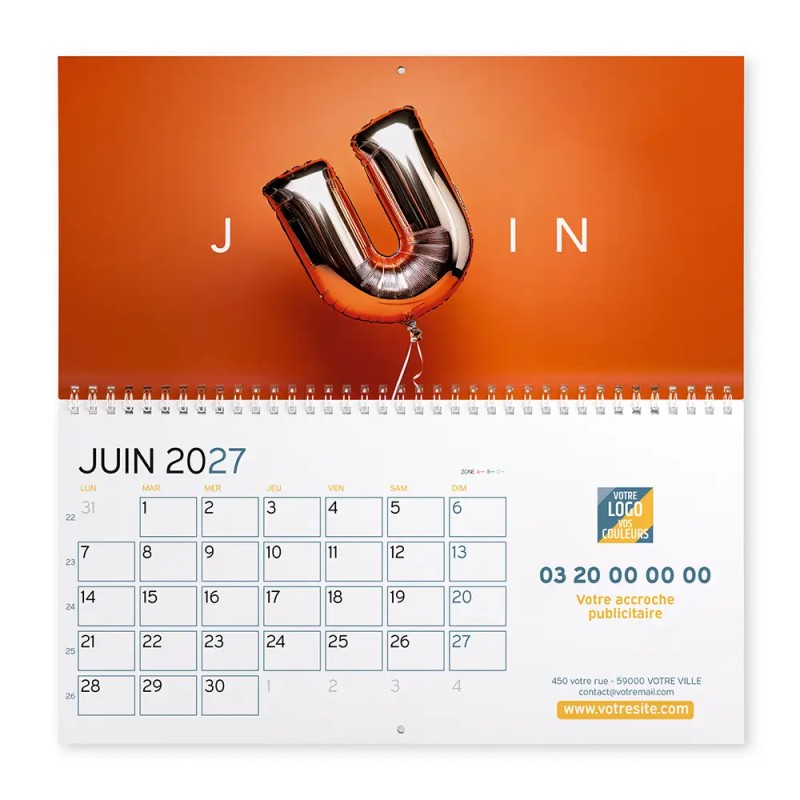 Calendrier mural (33x32 cm) personnalisé - Typomix