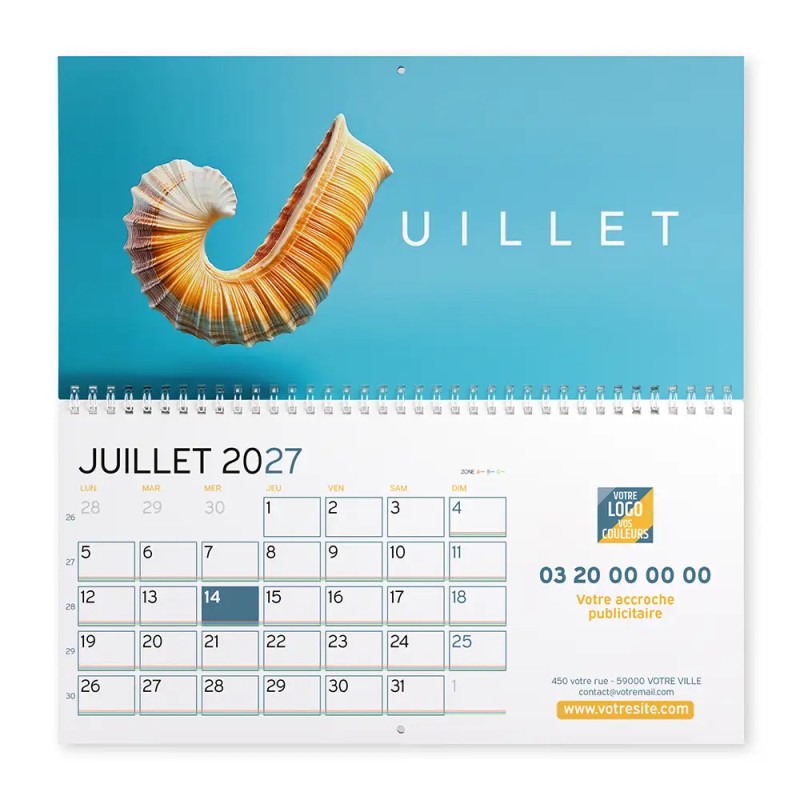 Calendrier mural (33x32 cm) personnalisé - Typomix