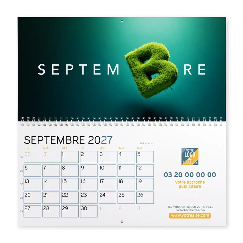 Calendrier mural (33x32 cm) personnalisé - Typomix