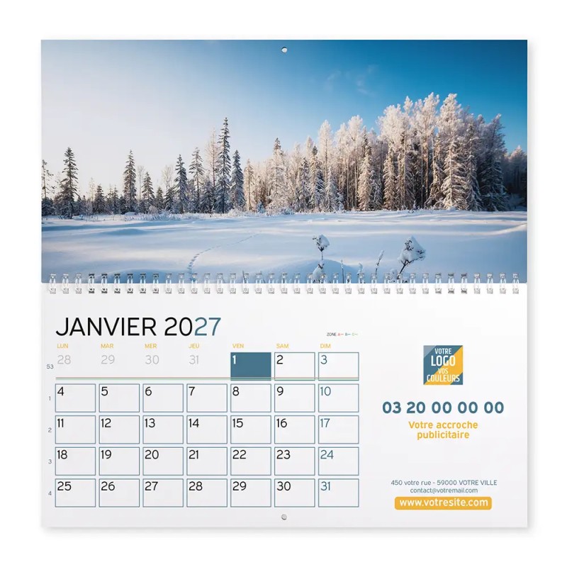 Calendrier mural (33x32 cm) personnalisé - Nature