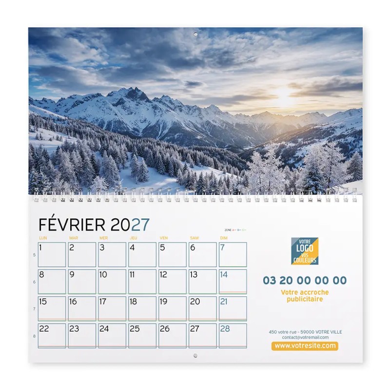 Calendrier mural (33x32 cm) personnalisé - Nature