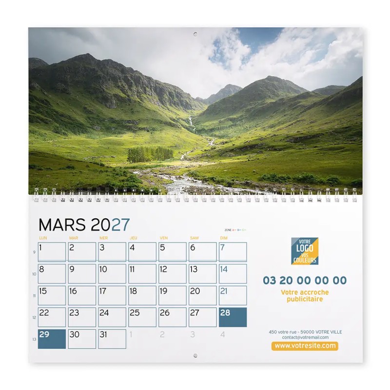 Calendrier mural (33x32 cm) personnalisé - Nature