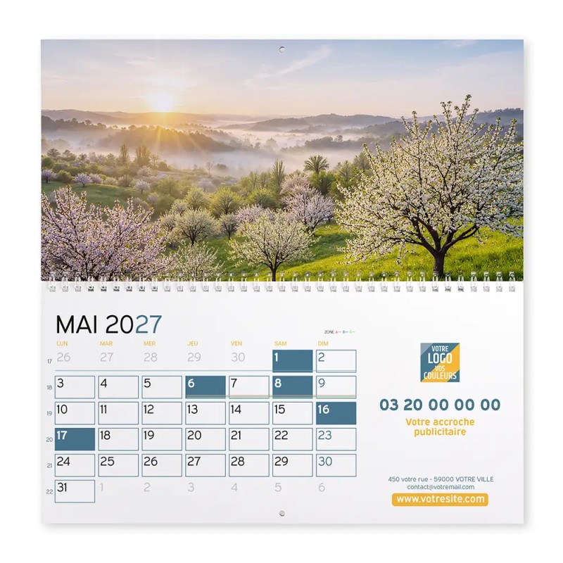 Calendrier mural (33x32 cm) personnalisé - Nature