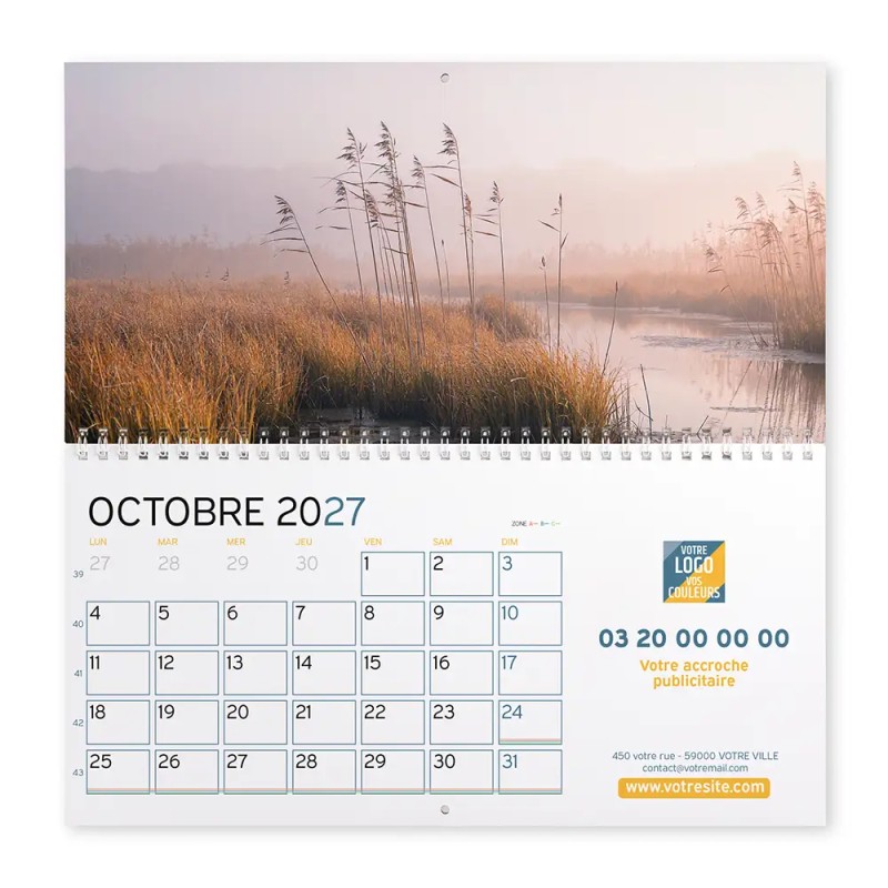 Calendrier mural (33x32 cm) personnalisé - Nature