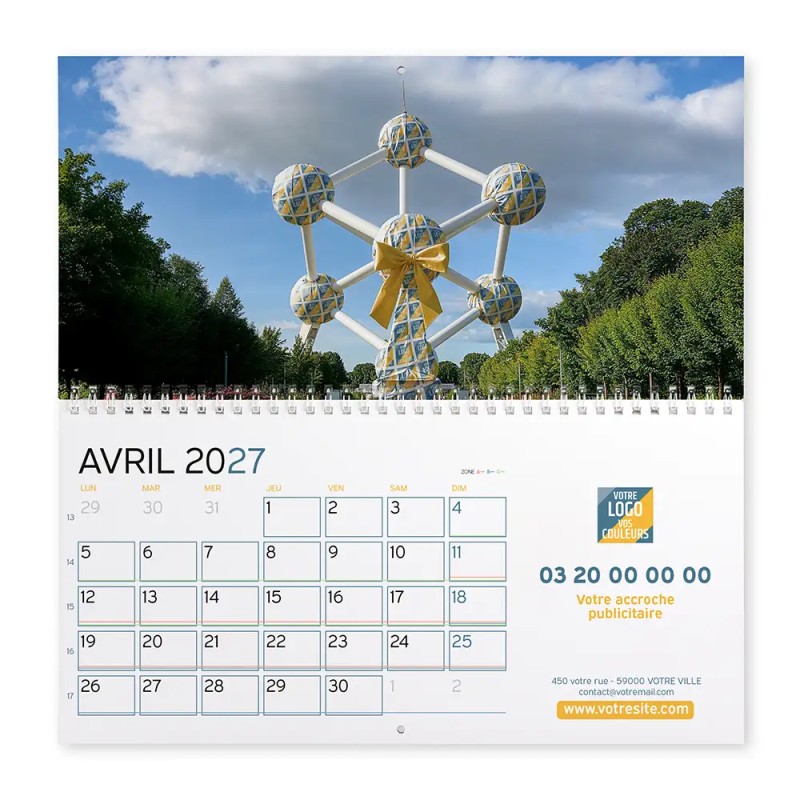 Calendrier mural (33x32 cm) personnalisé - Logo intégré Emballage