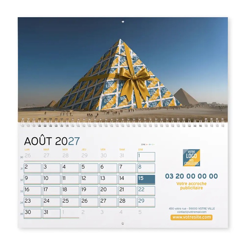 Calendrier mural (33x32 cm) personnalisé - Logo intégré Emballage
