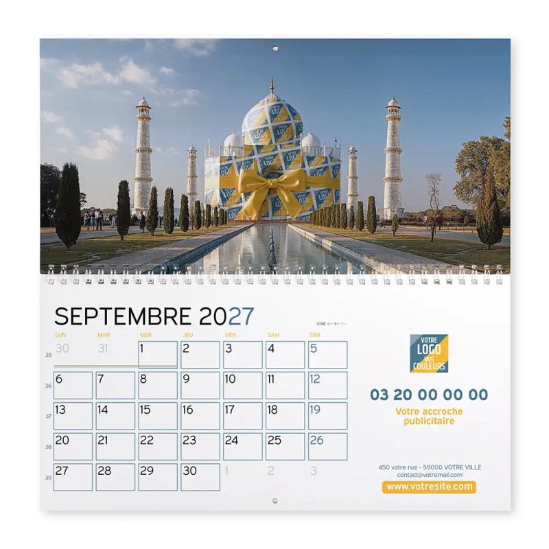 Calendrier mural (33x32 cm) personnalisé - Logo intégré Emballage