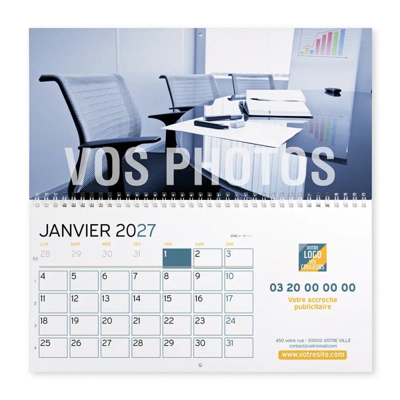 Calendrier mural (33x32 cm) personnalisé - Vos photos