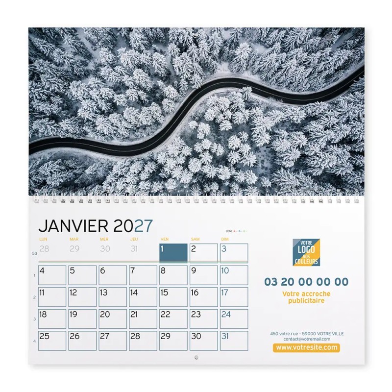 Calendrier mural (33x32 cm) personnalisé - Vue du ciel