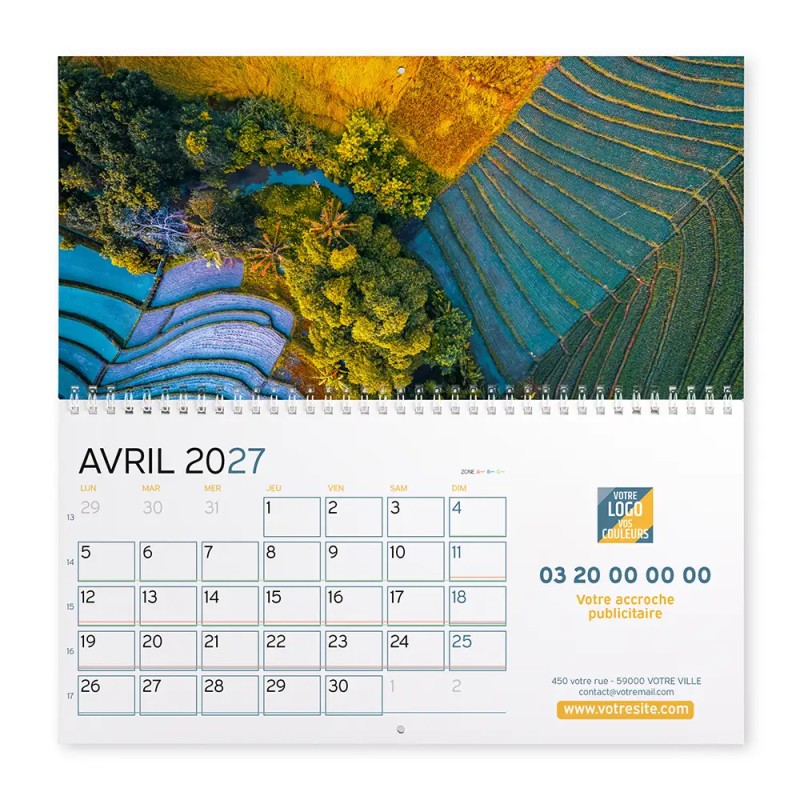 Calendrier mural (33x32 cm) personnalisé - Vue du ciel