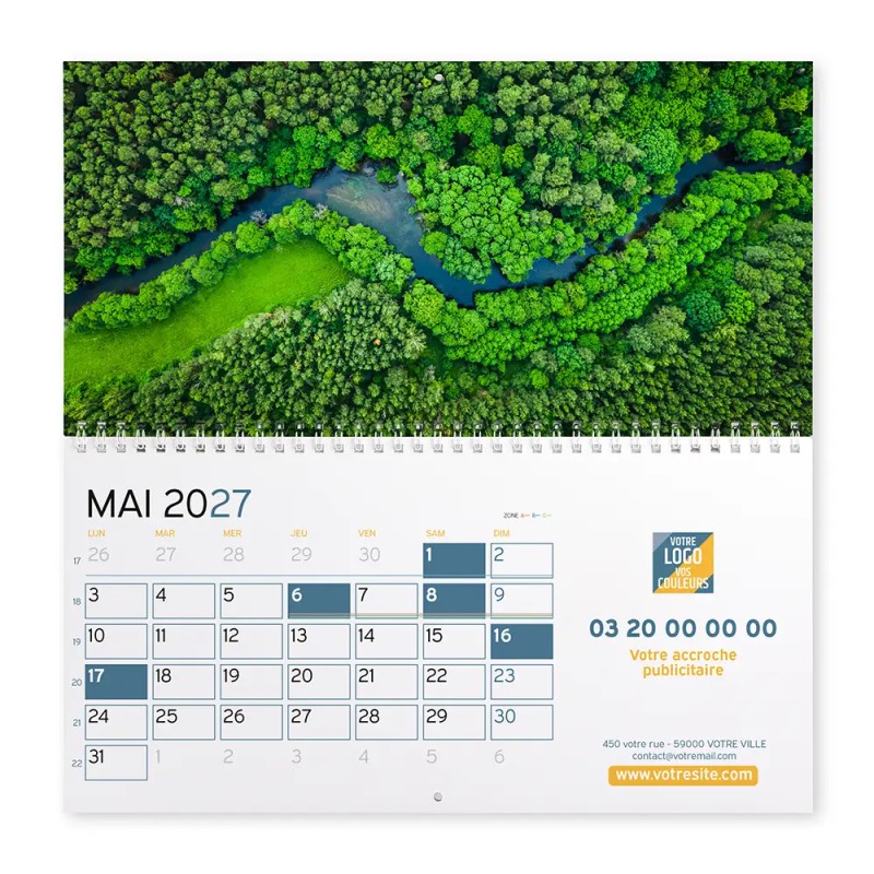 Calendrier mural (33x32 cm) personnalisé - Vue du ciel