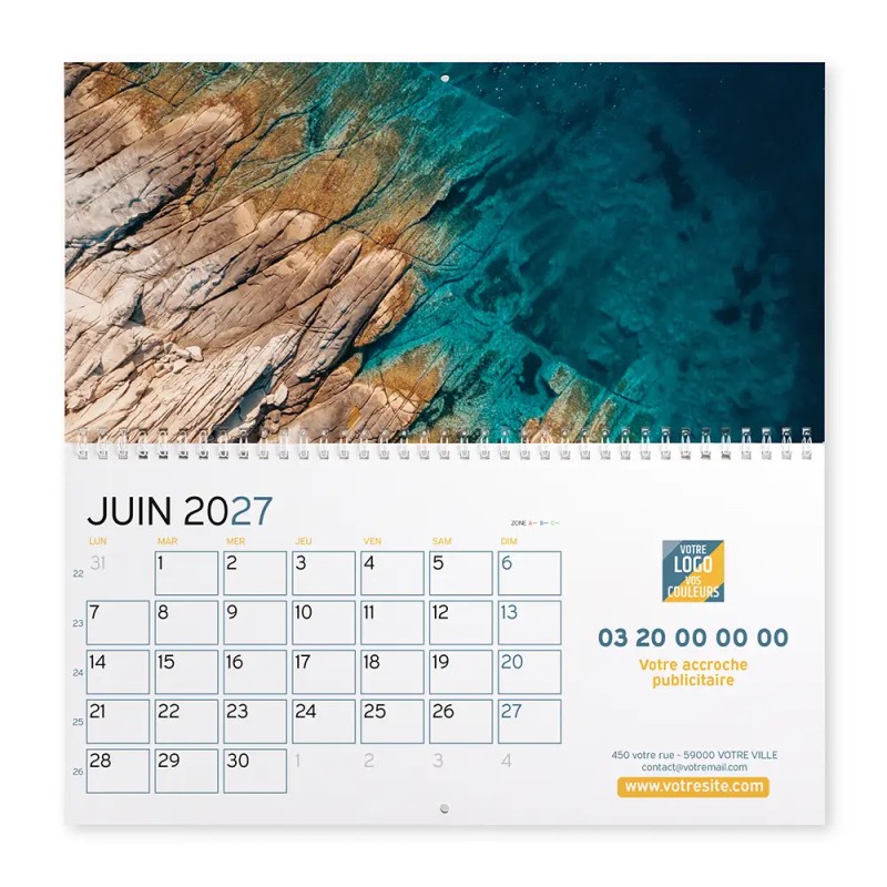Calendrier mural (33x32 cm) personnalisé - Vue du ciel