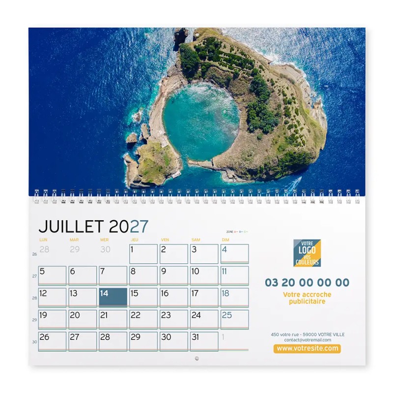Calendrier mural (33x32 cm) personnalisé - Vue du ciel