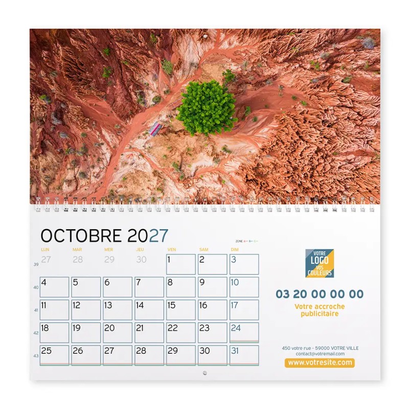Calendrier mural (33x32 cm) personnalisé - Vue du ciel